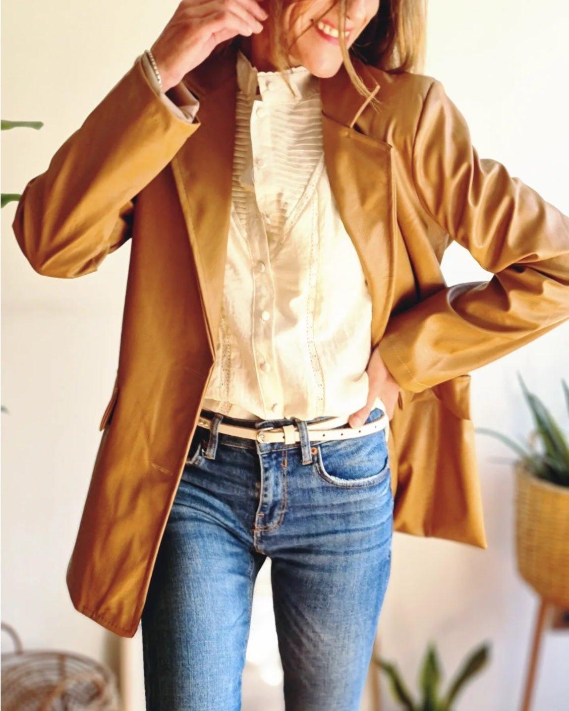 BLAZER ECO CUERO CAMEL -30% DE DCTO. - Quemepongo