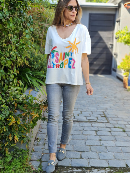 POLERA SAINT TROPEZ BLANCA -55% DCTO.