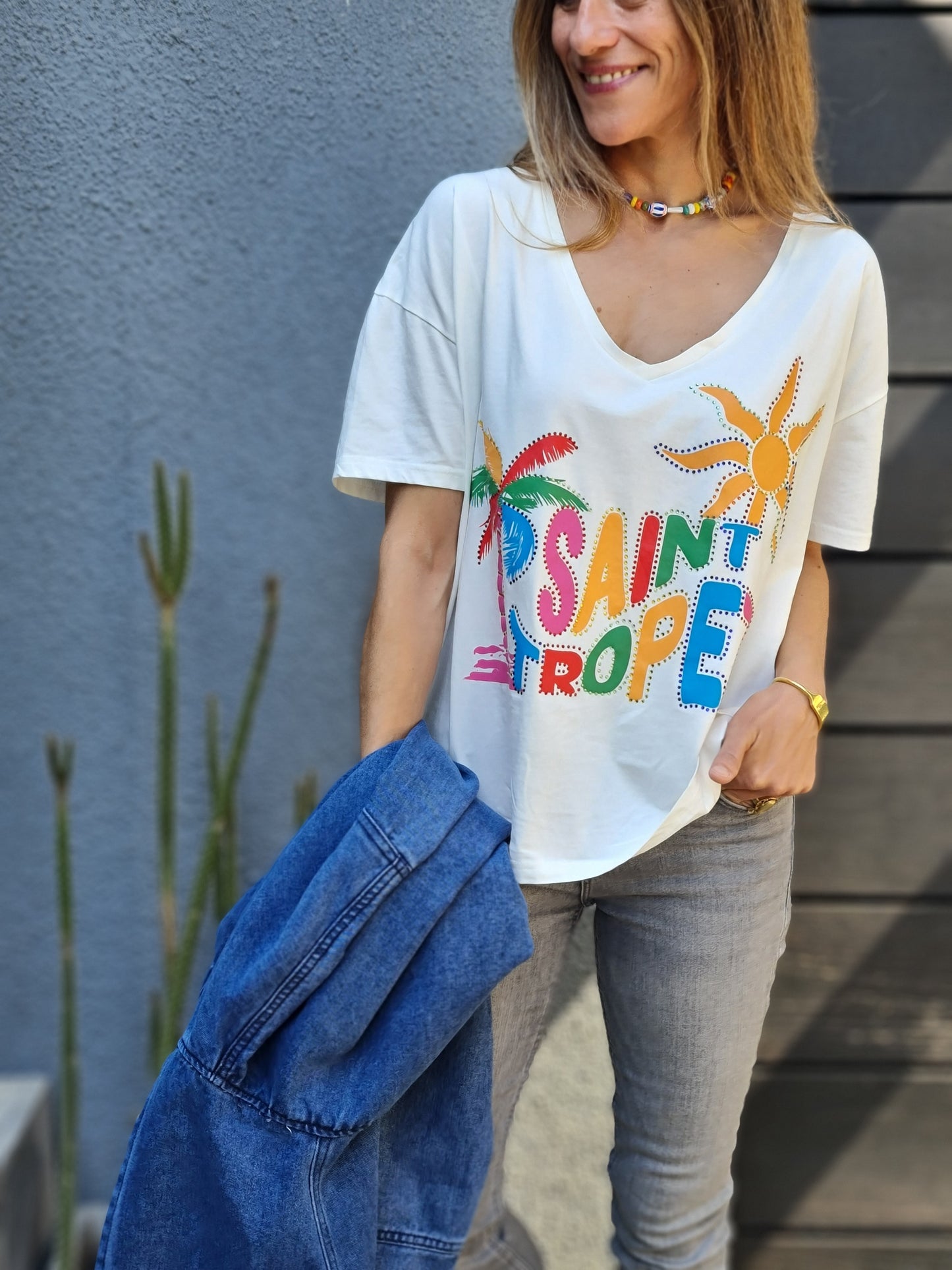 POLERA SAINT TROPEZ BLANCA -55% DCTO.