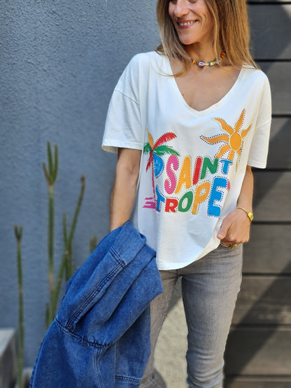 POLERA SAINT TROPEZ BLANCA -55% DCTO.