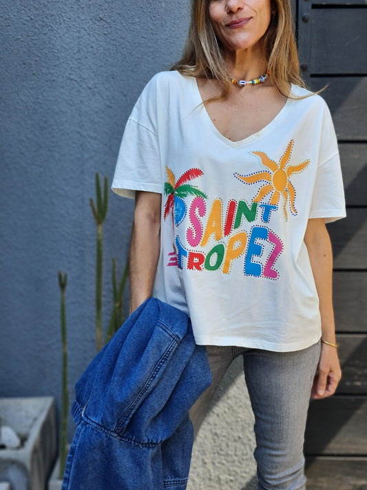 POLERA SAINT TROPEZ BLANCA -55% DCTO.