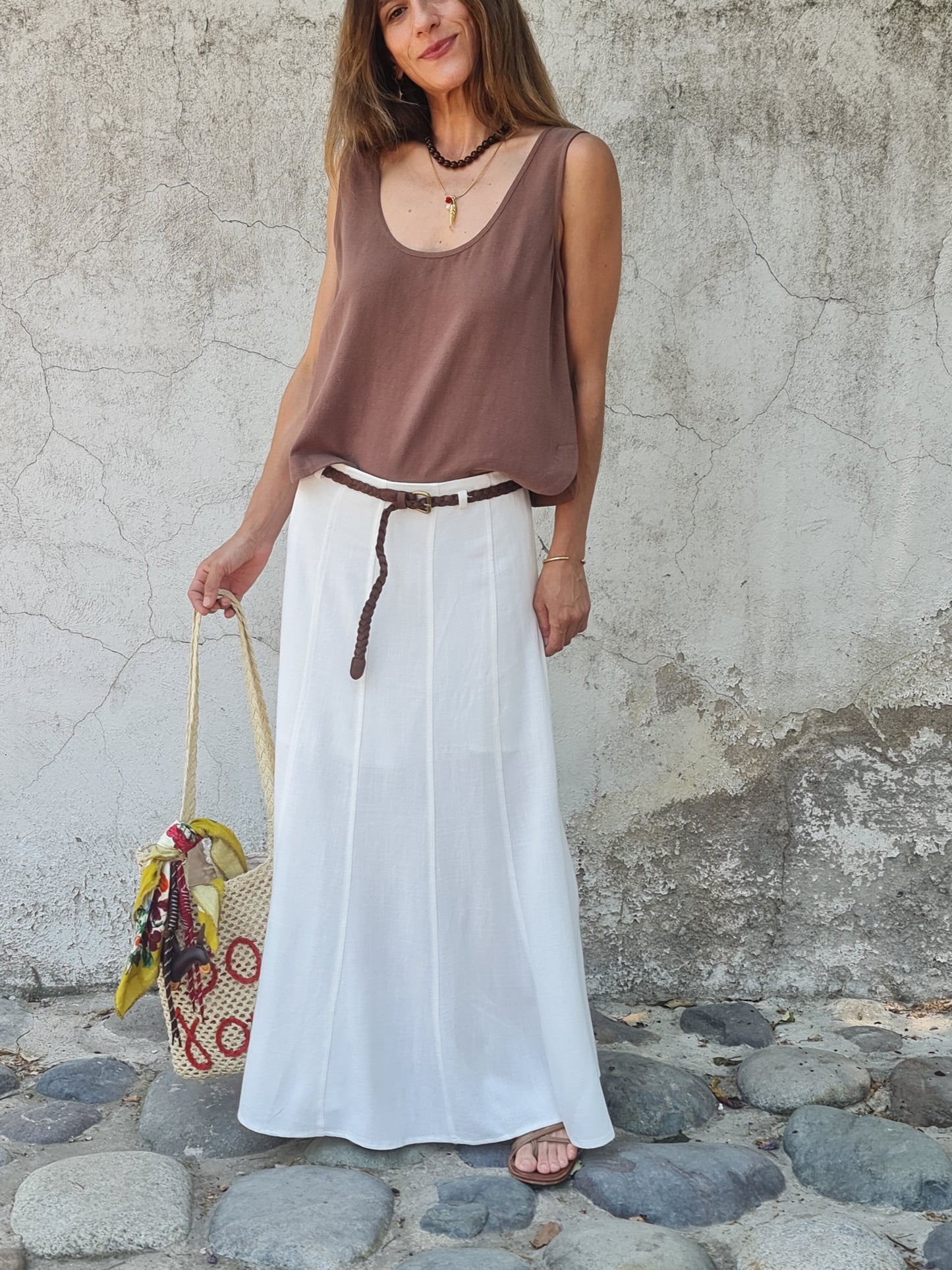 POLLERA LINO AURA BLANCA-50% DCTO.