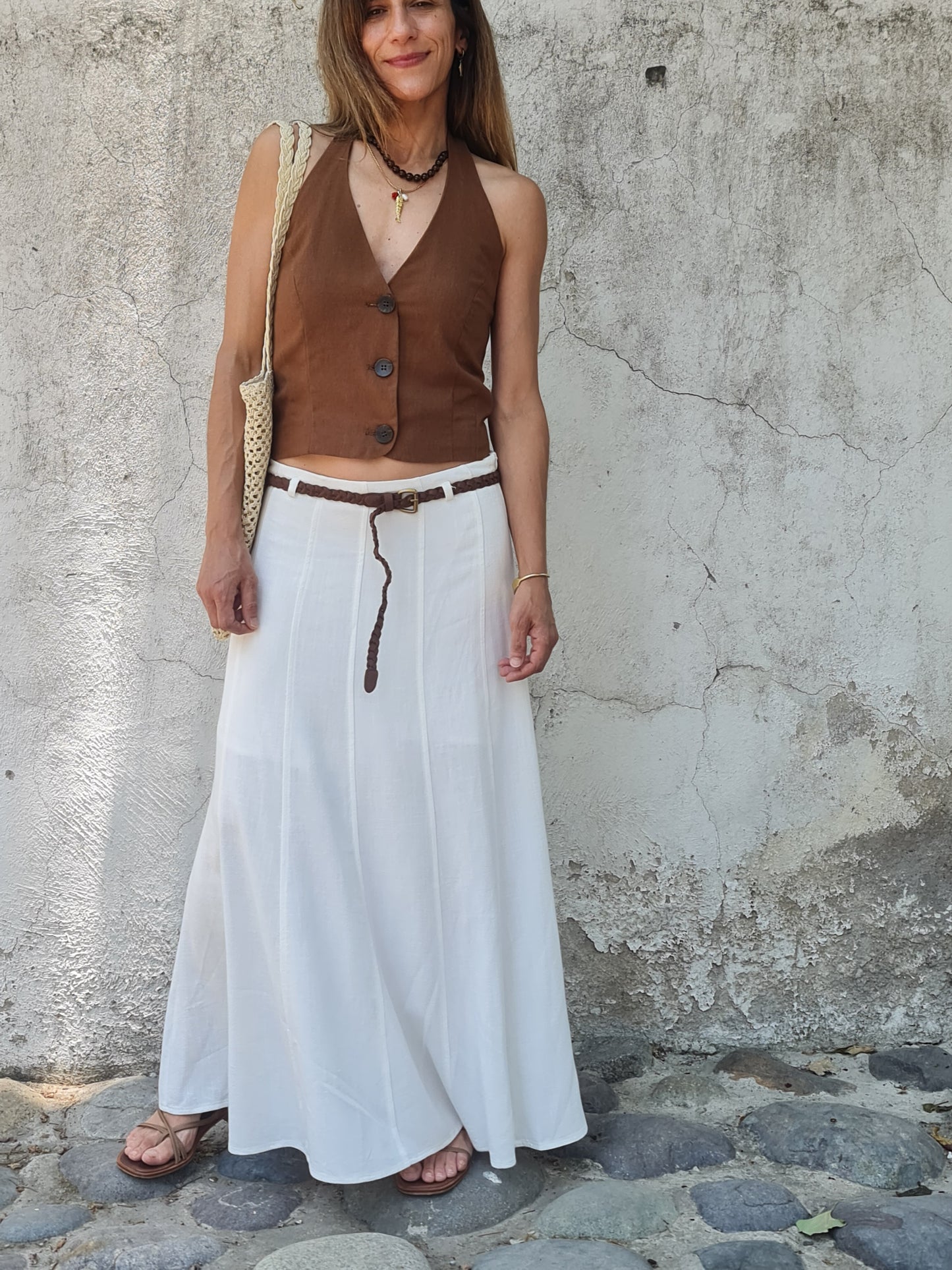 POLLERA LINO AURA BLANCA-50% DCTO.