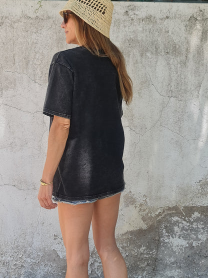 Polera Worl Tour Negra Gastado -50% D