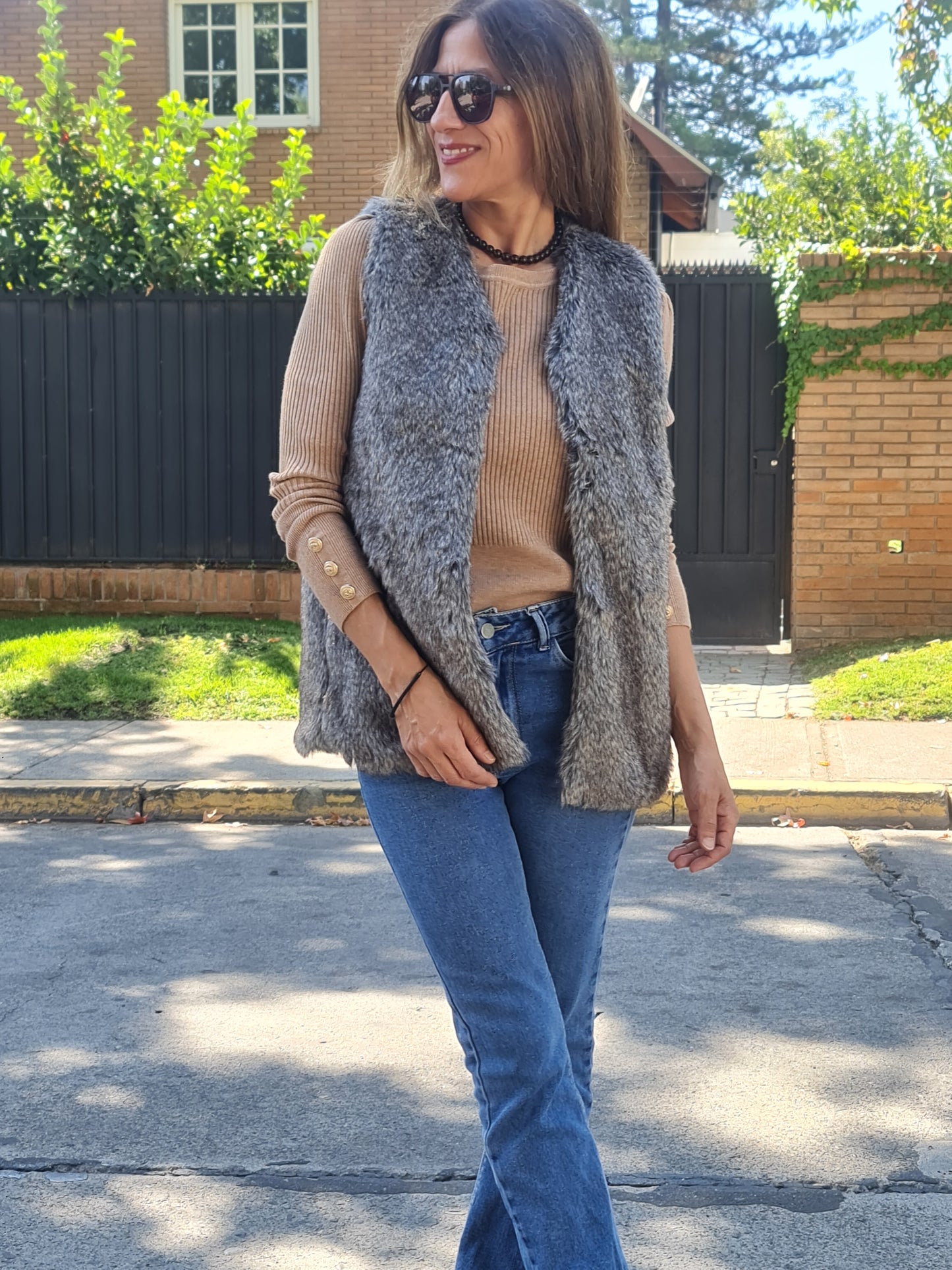 CHAQUETA PIEL GRIS -40% DCTO.