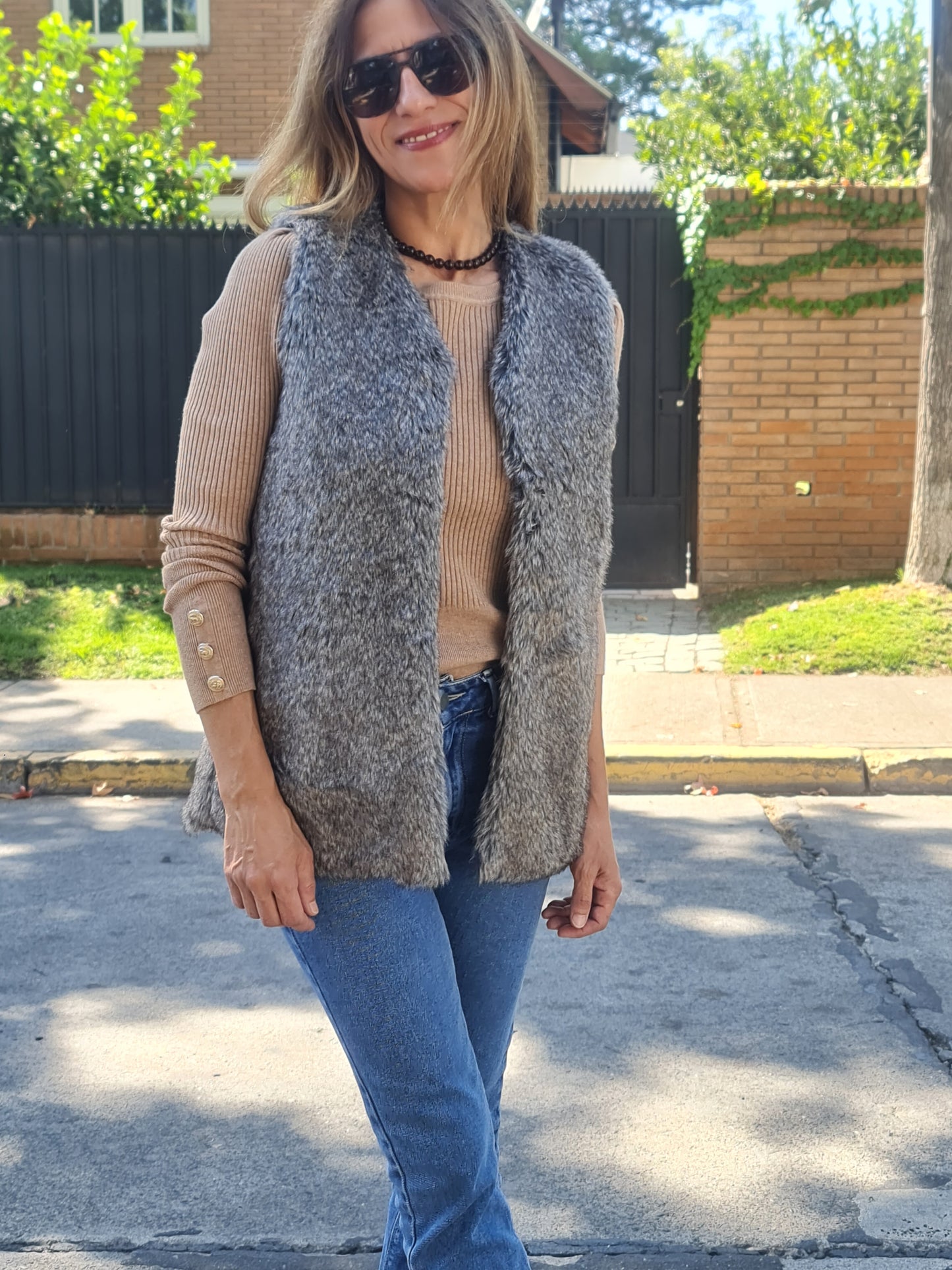 CHAQUETA PIEL GRIS -40% DCTO.