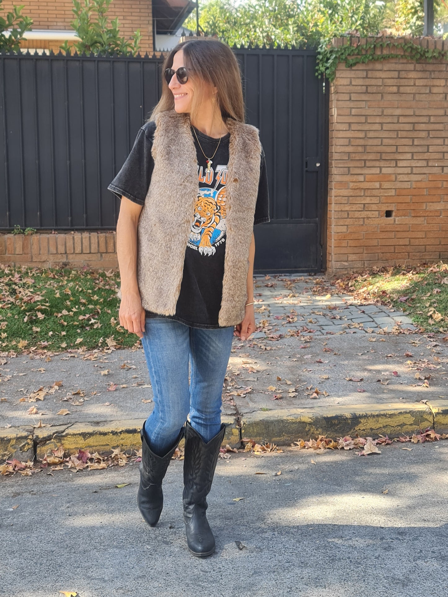 CHAQUETA PIEL CAFE -40% DCTO.