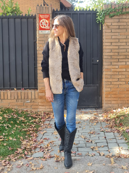 CHAQUETA PIEL CAFE -40% DCTO.