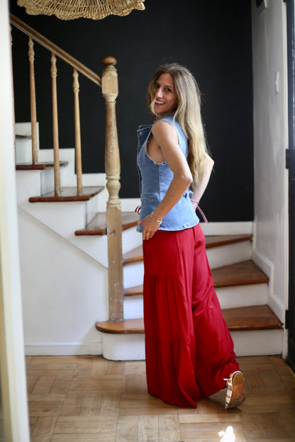 PANTALON AMPARO ROJO ITALIANO -60% DCTO.