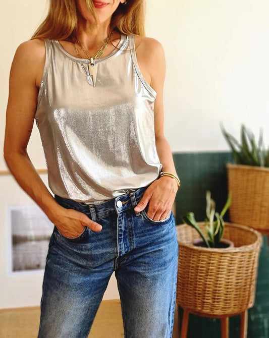 POLERA METALIZADA I PLATEADA -18% DE DCTO. - Quemepongo