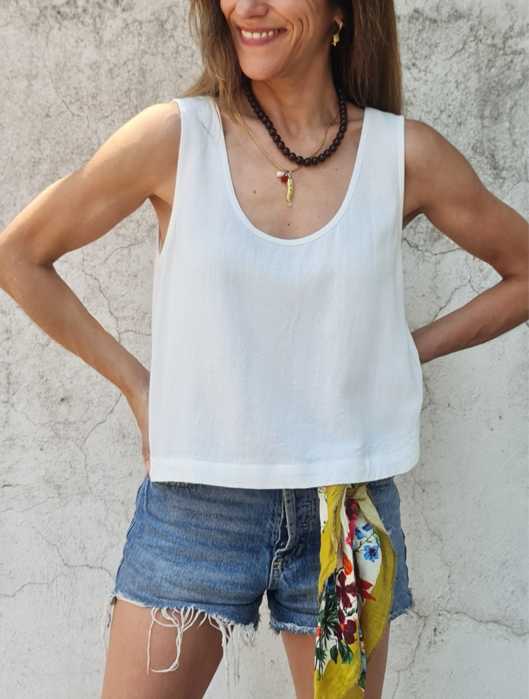 BLUSA LINO JUANA BLANCO -50%DCTO