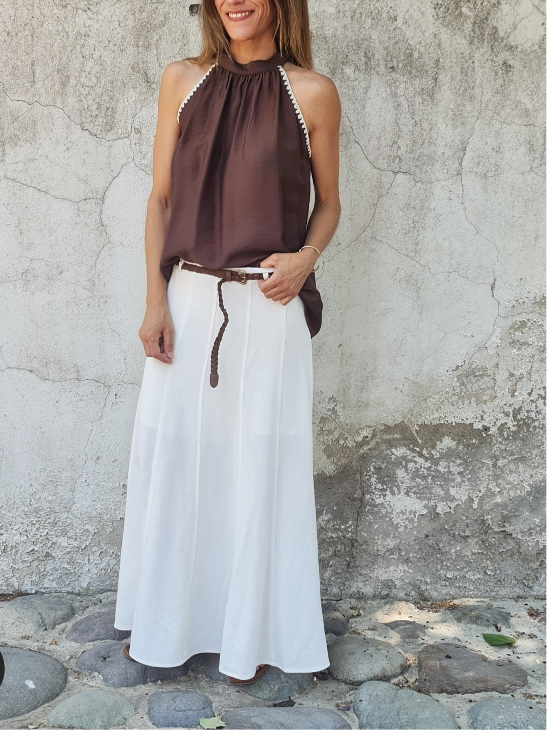 POLLERA LINO AURA BLANCA-50% DCTO.