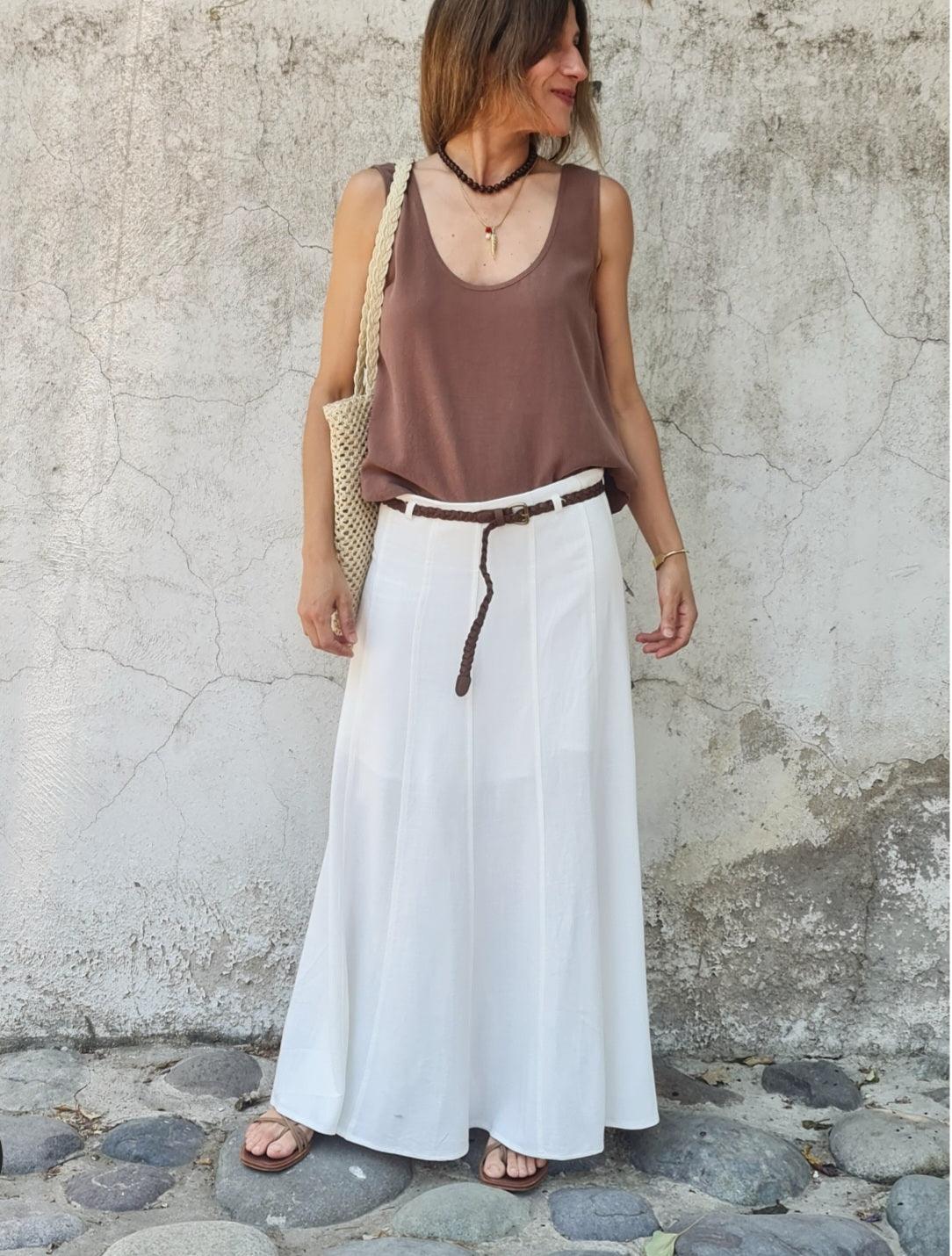 POLLERA LINO AURA BLANCA-50% DCTO.