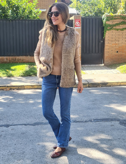 CHAQUETA PIEL CAFE -40% DCTO.