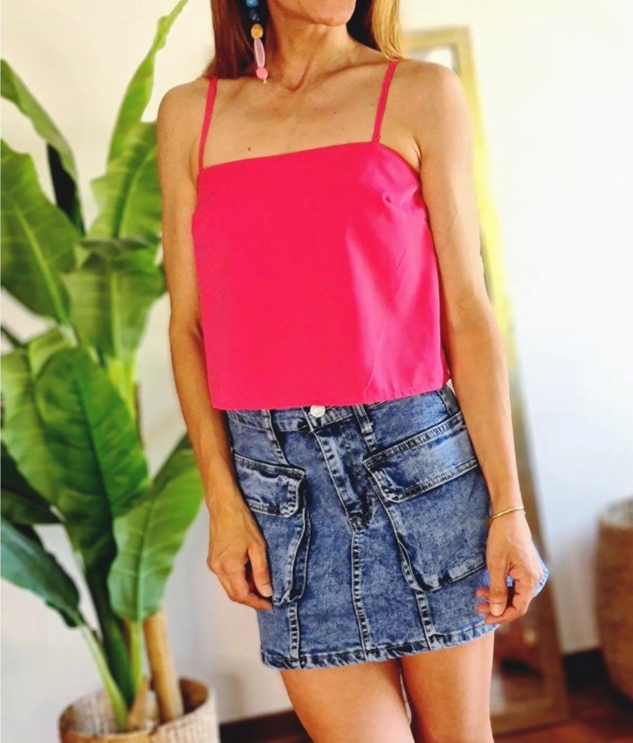 BLUSA CROP FUCSIA -60% DE DCTO. - Quemepongo