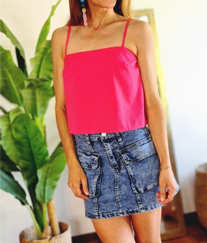 BLUSA CROP FUCSIA -60% DE DCTO. - Quemepongo