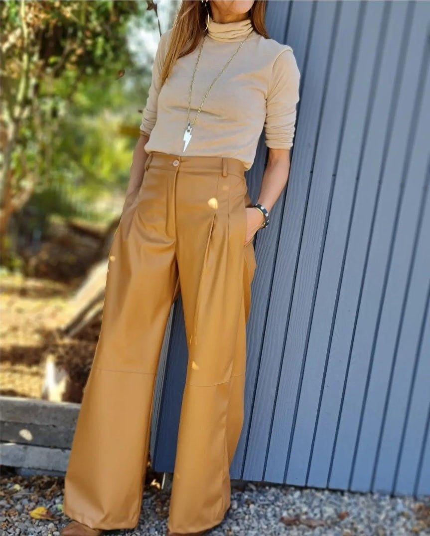 PALAZZO ECO CUERO CAMEL -15% DE DCTO. - Quemepongo