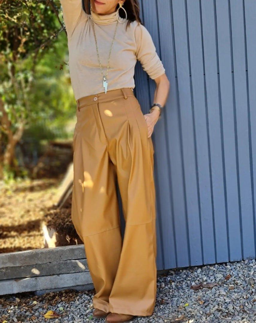 PALAZZO ECO CUERO CAMEL -15% DE DCTO. - Quemepongo
