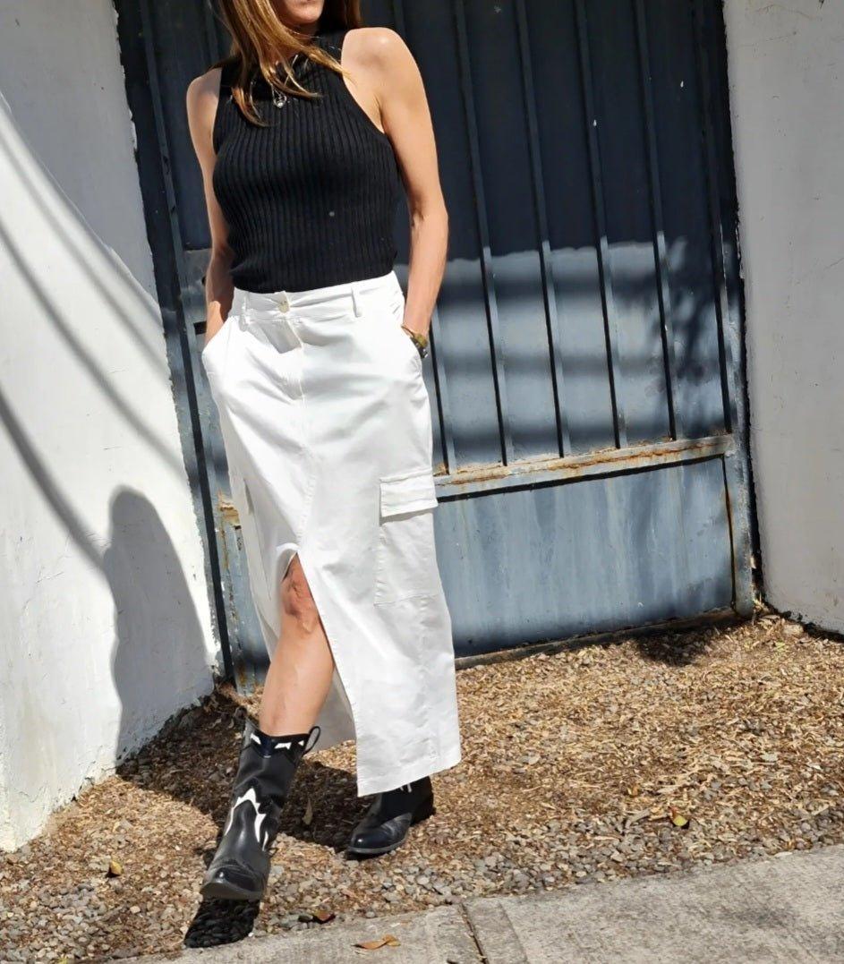 POLLERA CARGO BLANCA -70% DE DCTO. - Quemepongo